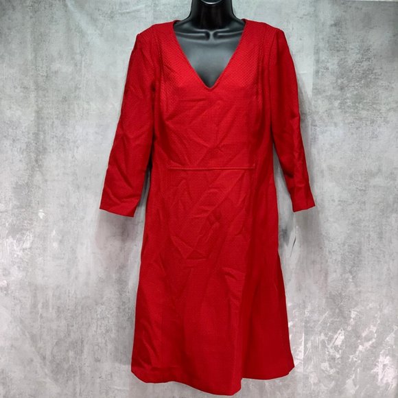 Lauren Ralph Lauren Dobby Red Fit & Flare V Neck 3